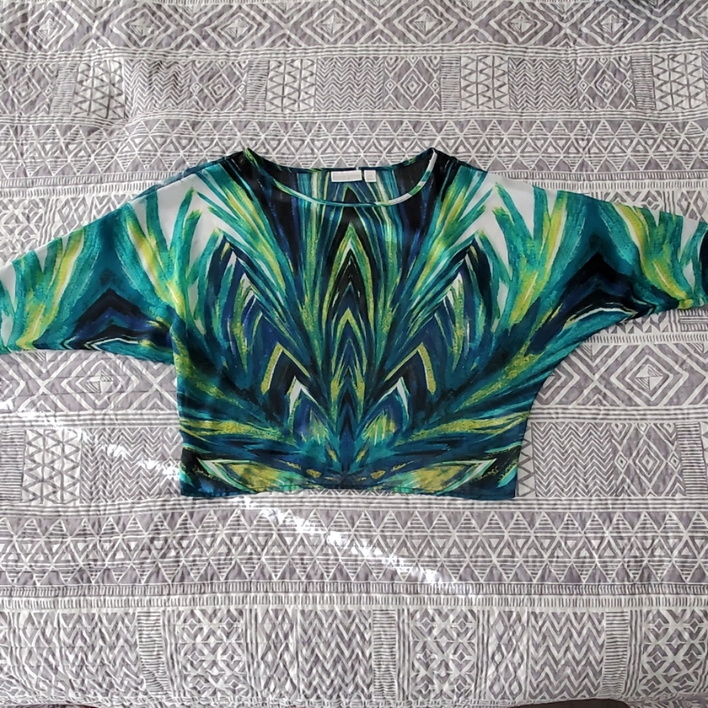 3/4 sleeve sheer shirt